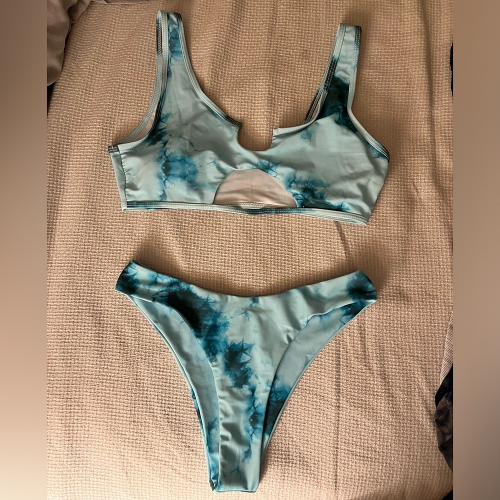 Swimwear, blue tie dye, Shein swimwear